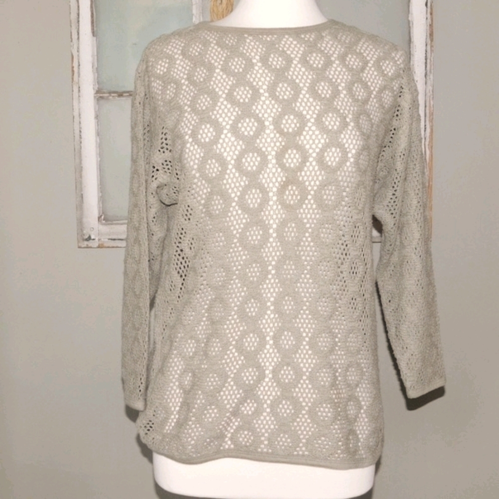 Block Island Tan Crochet Sweater
